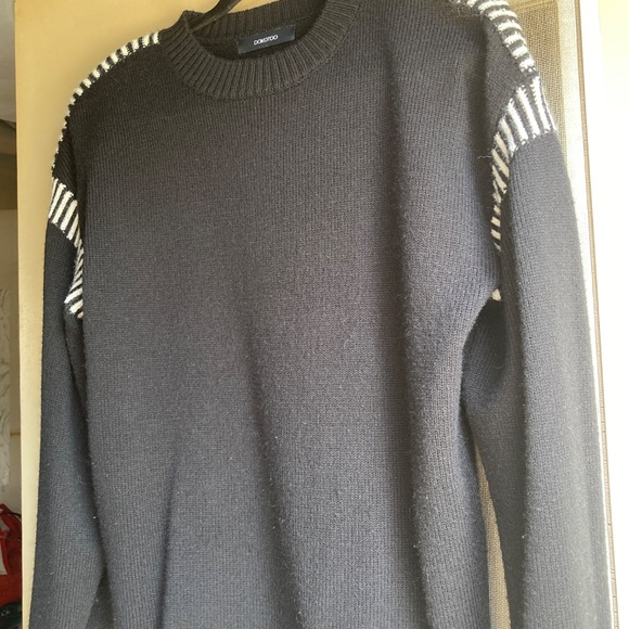 Black Sweater with Black and White Stripe Detail - Picture 5 of 9